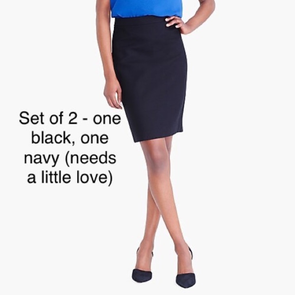 J.Crew pencil skirts- SET OF 2 (1 black/1 navy) 8P